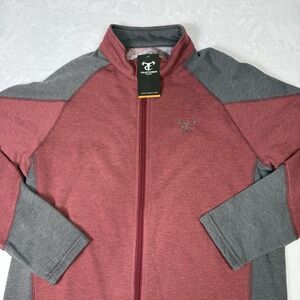 True Timber Men's Medium Fleece Full Zip Jacket Men's Red Gray Soft NWT